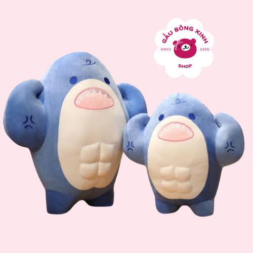 Gấu Bông Cá Mập Cơ Bắp Màu Xanh – Gấu Bông Phiên Bản ‘Nam Thần Gym’ Dành Cho Tín Đồ Thú Nhồi Bông