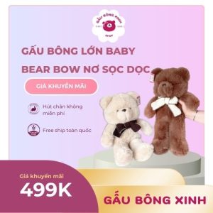 Gấu bông lớn Baby bear bow nơ sọc dọc