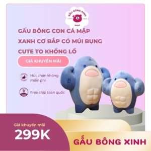 Gấu Bông Cá Mập Cơ Bắp Màu Xanh – Gấu Bông Phiên Bản ‘Nam Thần Gym’ Dành Cho Tín Đồ Thú Nhồi Bông